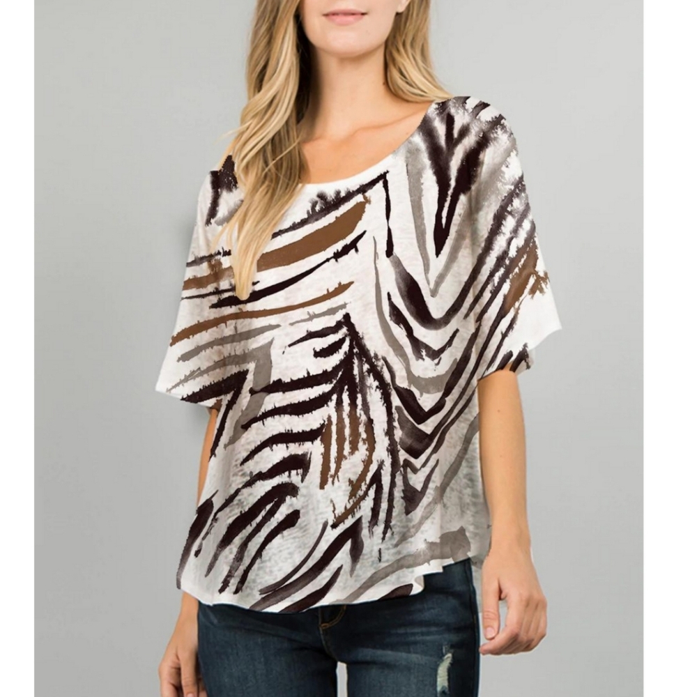 Et' Lois Palm Tree Soft Knit Top Size Medium